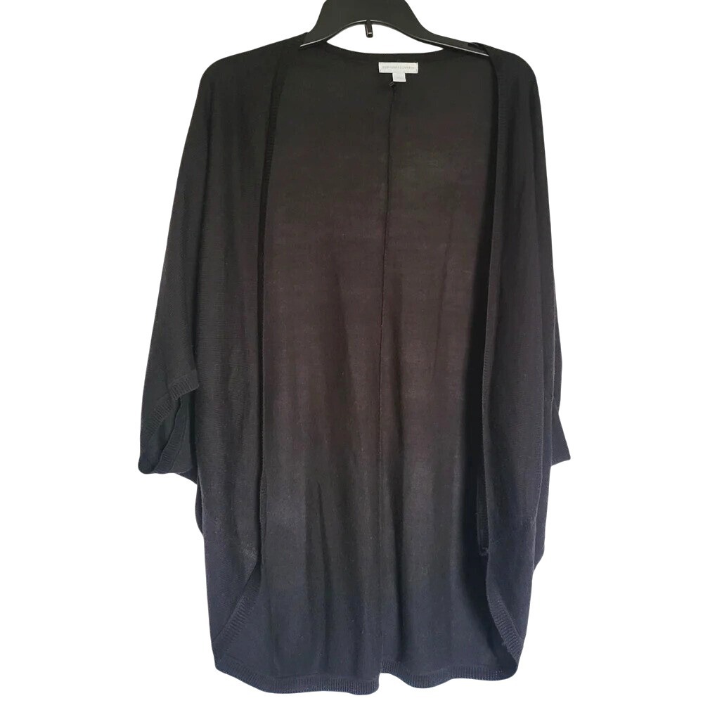 New York & Co Women's Black Short Sleeve Open Front‎ Career Boho Cardigan Large